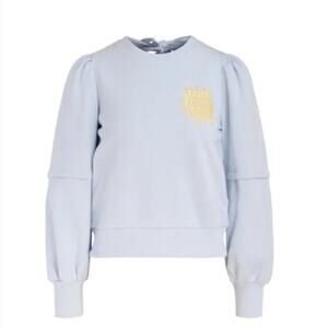 GANNI $215 Isoli Open Back Puff Shoulder Sweatshirt In Blue